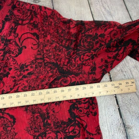 Catherines Red and Black Oversized Blouse pullover v neck sheer size 4X - Picture 11 of 12